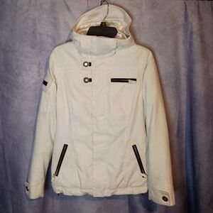 Burton DryRide Snowboard Jacket White Hooded Ski Coat Winter Outerwear